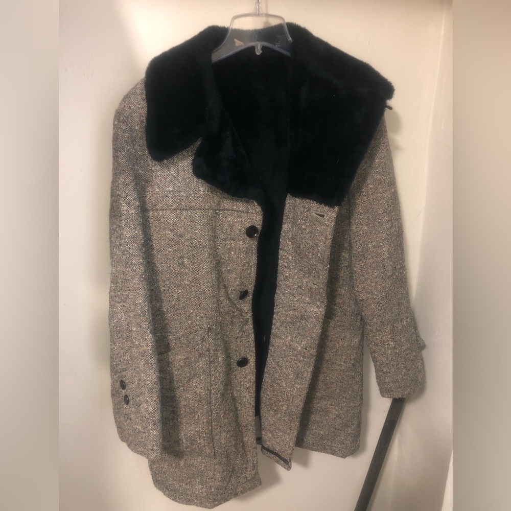 Vintage Faux Fur Tweed Coat